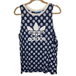 Adidas Women's Loose Fit Polka Dot Blue Tank Top M